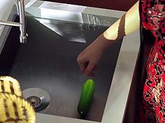 Asian MILF masturbates in the kitchen &bull_ FREE PASS #02