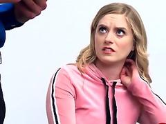 Fit hot officer is pounding a petite pussy in doggystyle