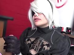 2B cosplay - blowjob & Facefuck - Nier Automata