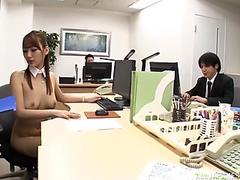 Slim Japanese office beauty pleases the guys with hard sex